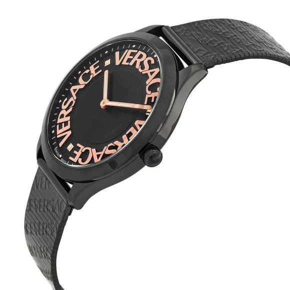 Versace Logo Black Ladies Watch! New
